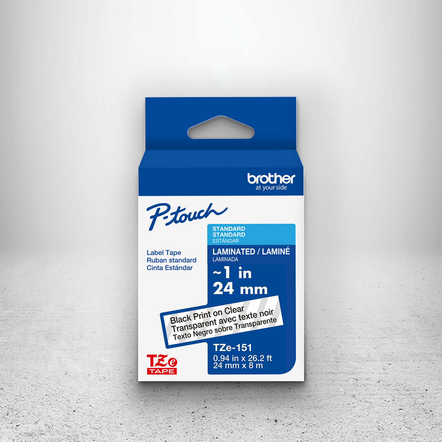 Label Tape – Black on Transparent, 0.94 in / 2.39 cm